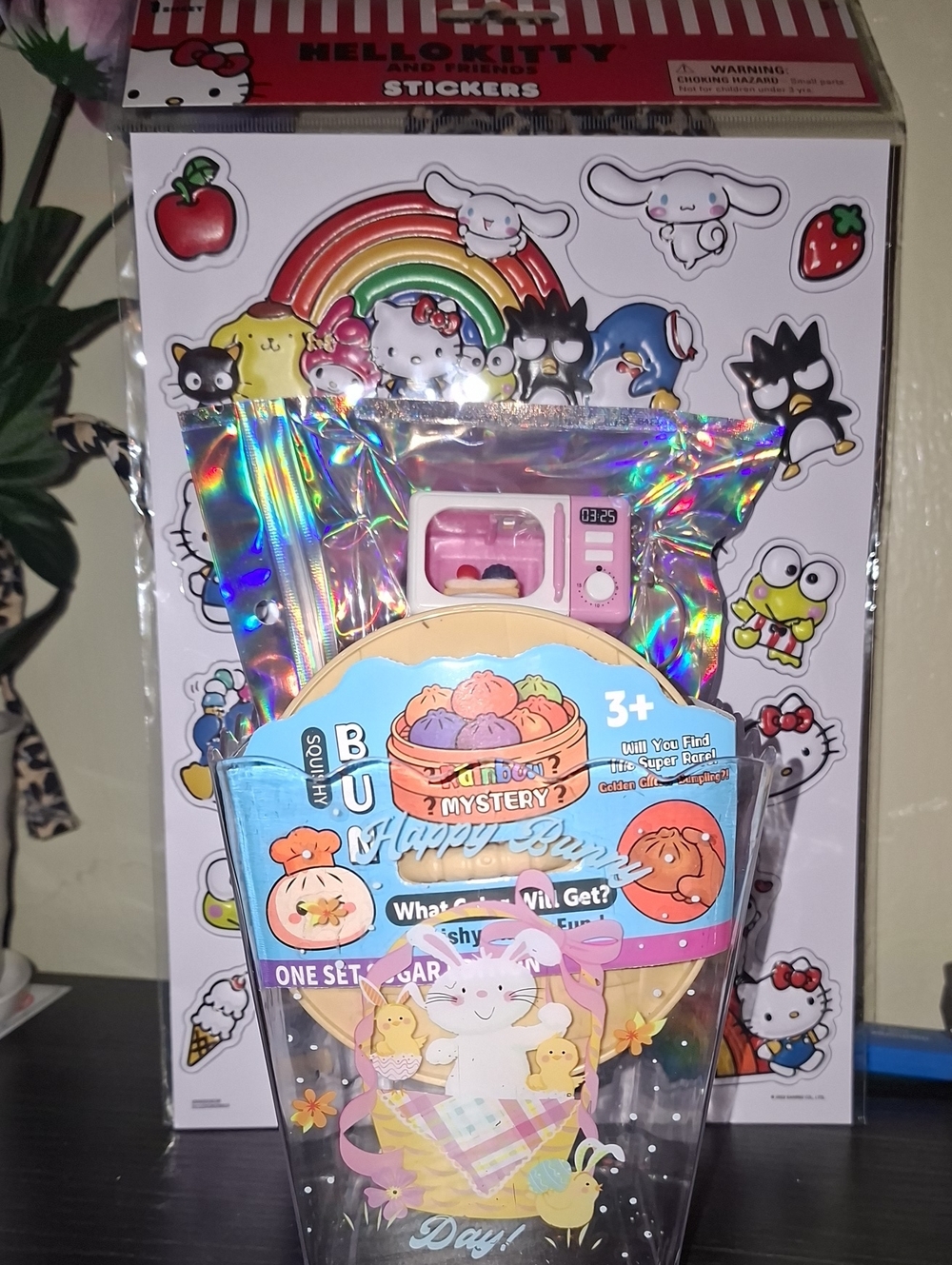 Hello Kitty Stickers And Cool Microwave Keychain That Makes Real Noise Sqishybun